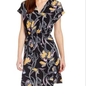 Halogen 1 Floral V-neck faux wrap dress